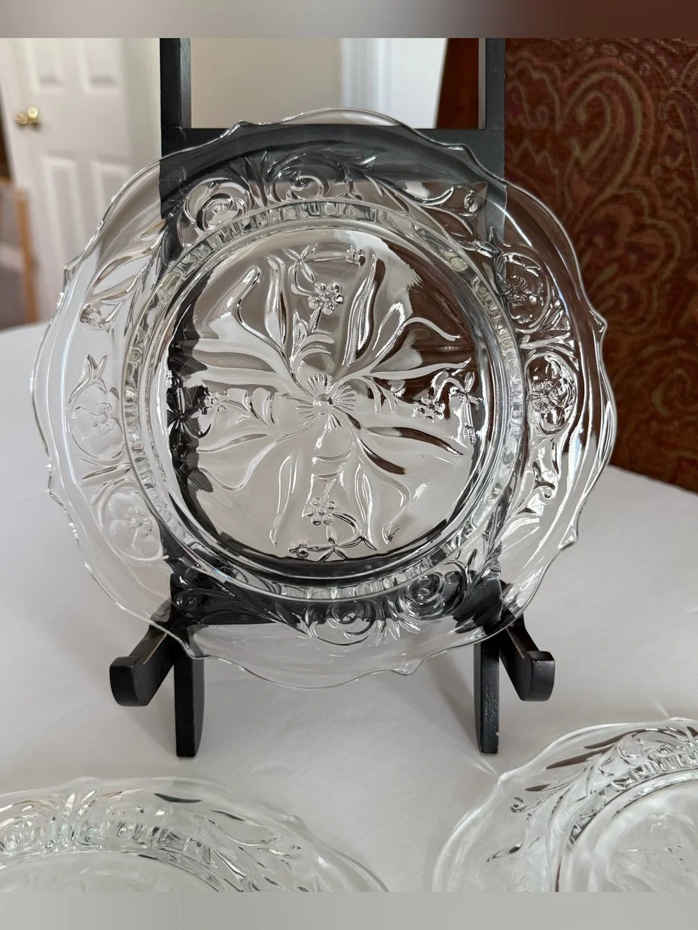Set of 3 Vintage McKee Rock Crystal Clear Scalloped Edge Side Plates